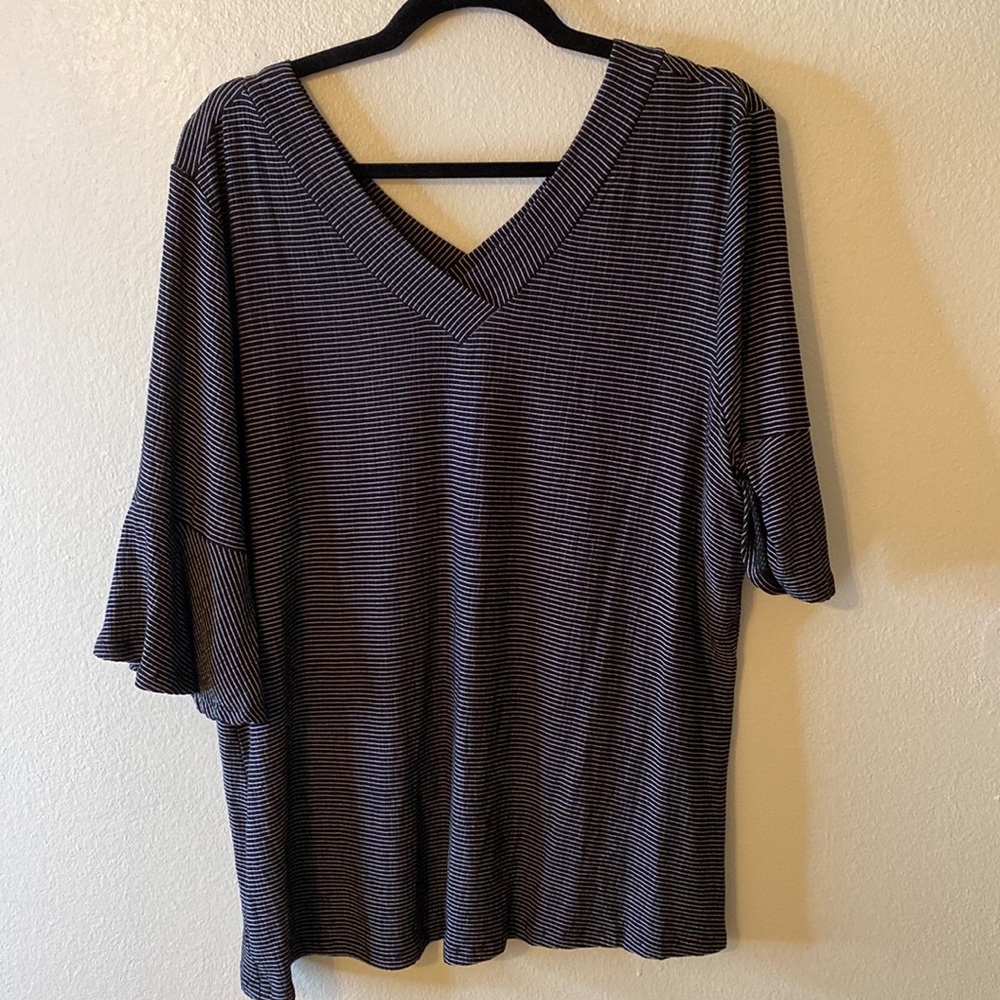 Cómo Blu Black & White Quarter Sleeve Blouse XL